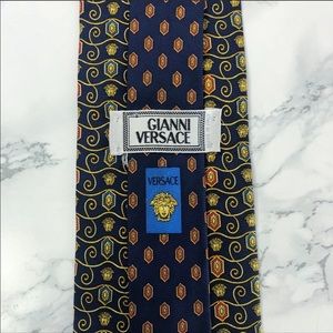 Versace Medusa Blue Red Gold Baroque Tie EUC